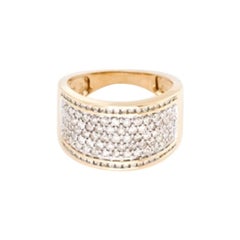 TJD 1 Carat Round Diamond 14 Karat Gold Multi Row Anniversary Wedding Band Ring