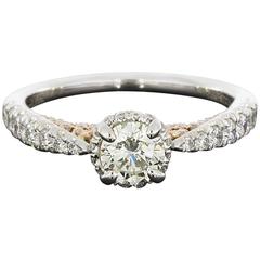 White and Rose Gold Round Diamond Halo Engagement Ring 12