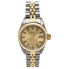 Rolex Montre Date Ladies 6917 champagne cadran en or jaune 18 carats et acier inoxydable