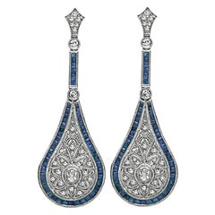 1.93ct Sapphire 0.68ct Diamond Drop Earrings