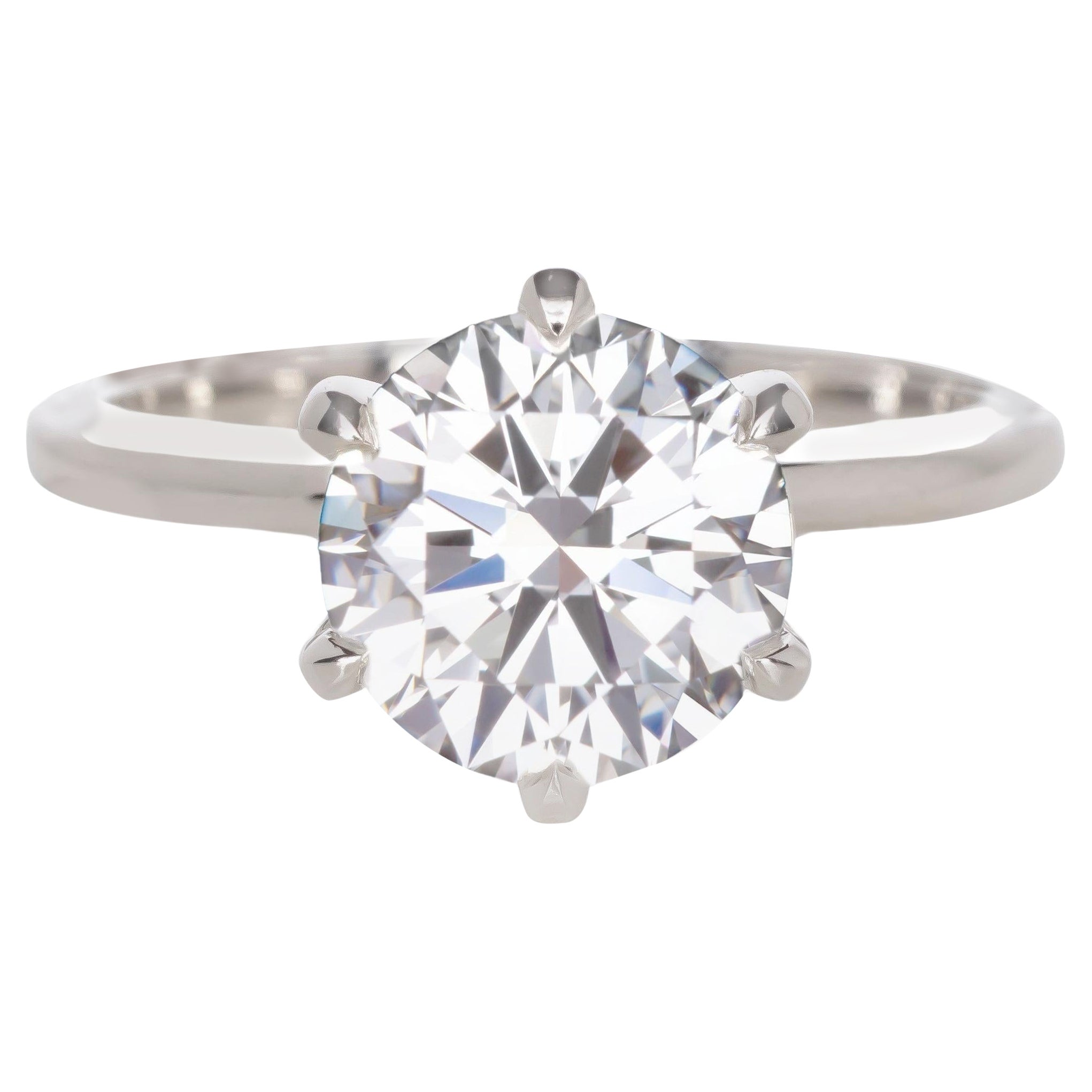 Verlobungsring mit GIA-zertifiziertem 2.23 Karat Platin-Diamant im runden Brillantschliff