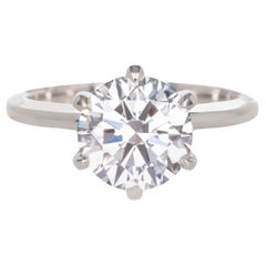 Bague de fiançailles en platine certifiée GIA de 2.23 carats avec diamant rond taillé en brillant
