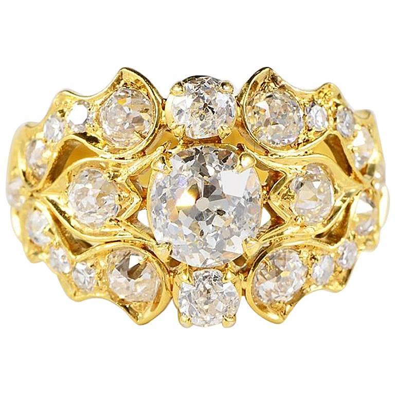 Art Deco Signed Ventrella 2.75 Carat Diamond Gold Ring