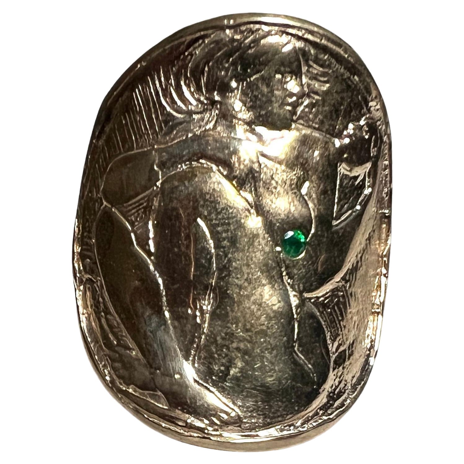Anillo Mujer Esmeralda Medalla Moneda