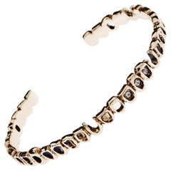 Memento Mori Style Teeth White Diamond Bangle Bracelet