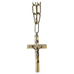 Mother of pearl Necklace Crucifix Cross  Antique