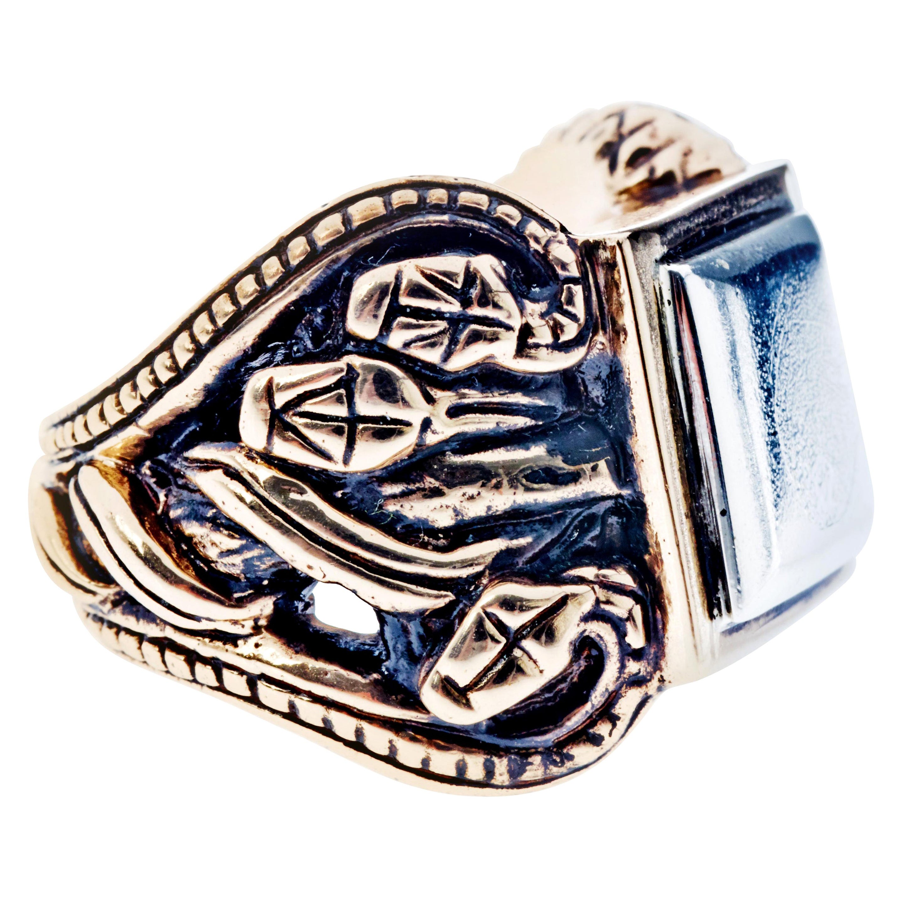Multiple Snake Ring Crest Bronze Silver