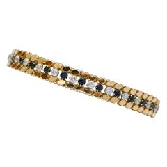 White and Blue Stones, 18 Karat Yellow Gold Bracelet.