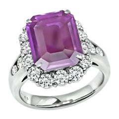 Vintage GIA 4.60ct No Heat Pink Sapphire 1.19ct Diamond Engagement Ring