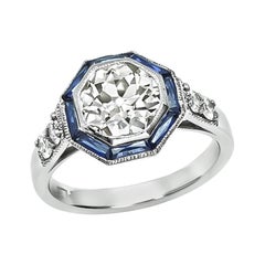 GIA Certified 1.64ct Diamond Sapphire Engagement Ring