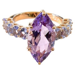 Anillo Bochic "Orient" de amatista natural y tanzanita lila en oro de 18 quilates y plata