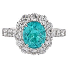 Anillo de Diamantes Turmalina Paraiba Certificado GRS de 2,80 Quilates