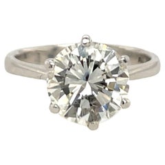 Anello di fidanzamento classico con diamante solitario GIA 2,87ct I/VVS2 Taglio Brilliante Rotondo