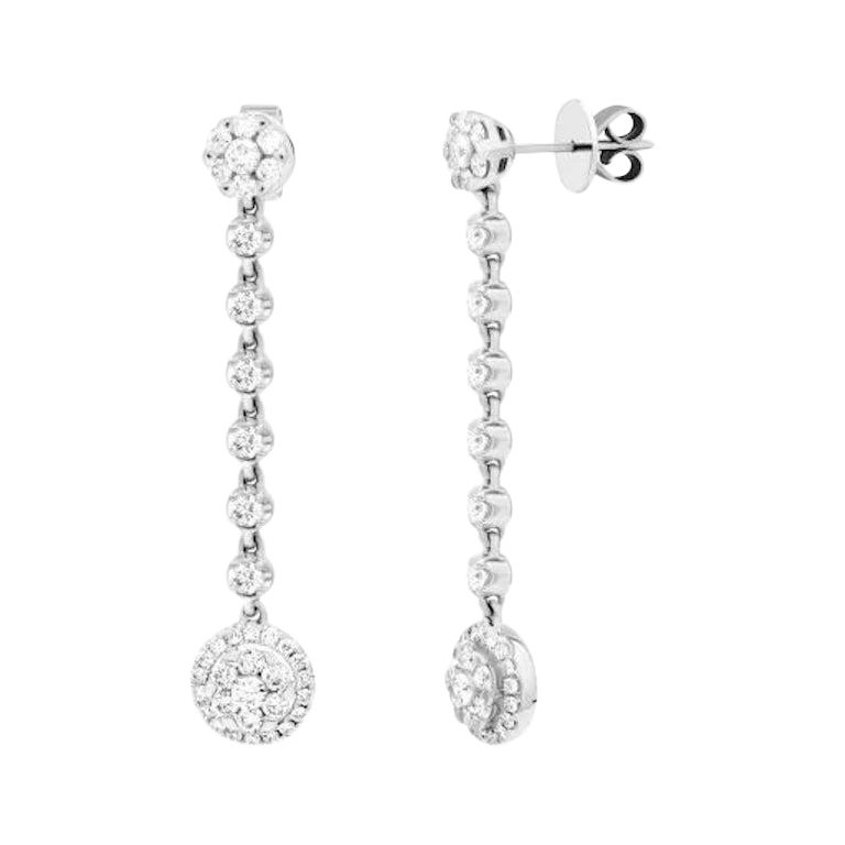 Classic Diamond White 18K Gold Stud Dangle Earrings for Her