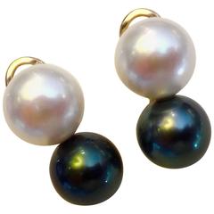Michael Kneebone Black and White Pearl "Due Perla" Earrings