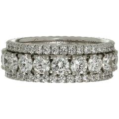 CARTIER Diamond Platinum White Gold Band Guard Rings Pair Size 55-56 1