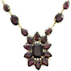 Antique Garnet Diamond Gold Convertible Necklace Brooch 8