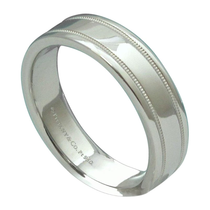 TIFFANY & Co. Together Platinum 6mm Double Milgrain Wedding Band Ring 11 Men's