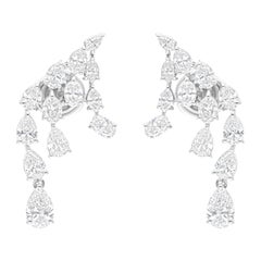 Orecchini di diamanti ovali e marquise da 2,98 carati reali SI/H Gioielli in oro bianco 14 carati