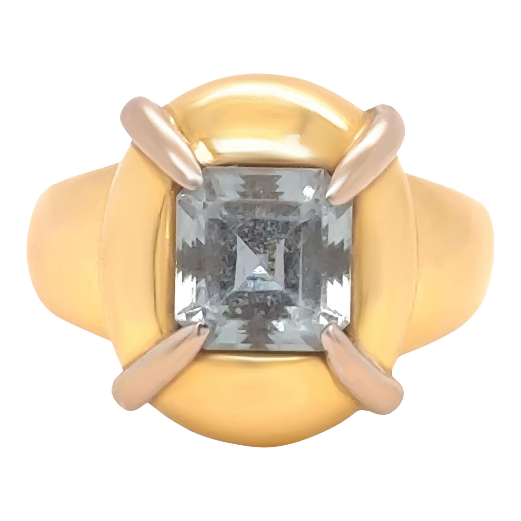 18ct Yellow and White Gold Aquamarine Retro Dress Ring 2.00ct