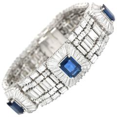 Antique Art Deco Sapphire and Diamond Bracelet