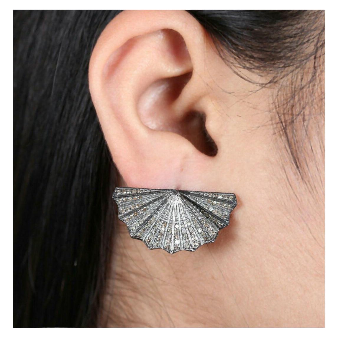Paar natürliche Pave Diamant-Designer-Ohrstecker 925 Silber-Diamant-Ohrstecker