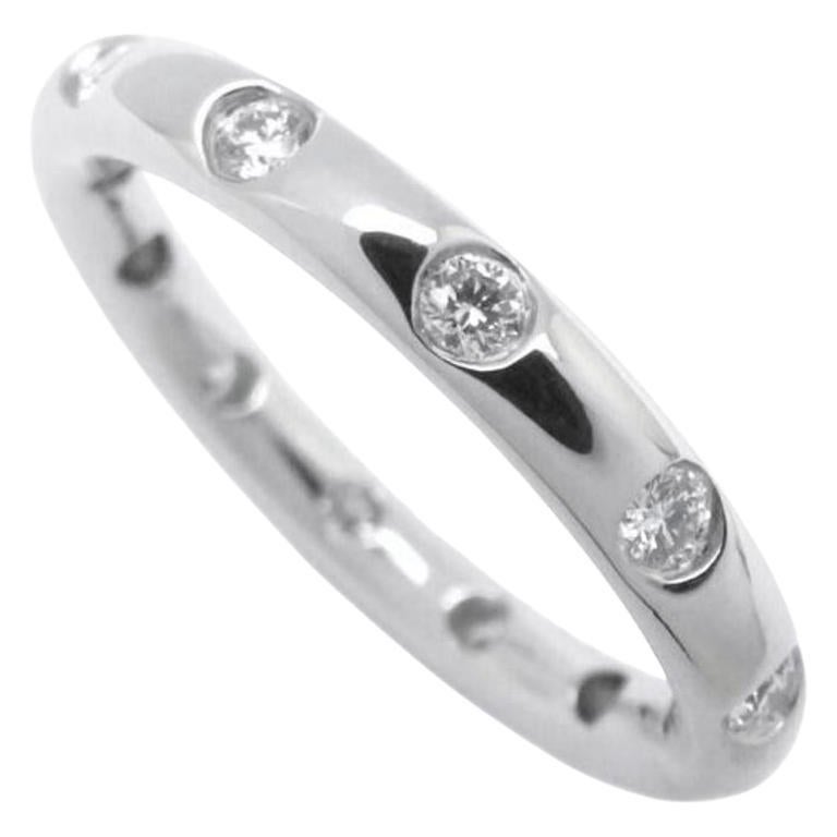 TIFFANY & Co. Platinum .18ct Diamond Bezet Band Ring 6.5 For Sale