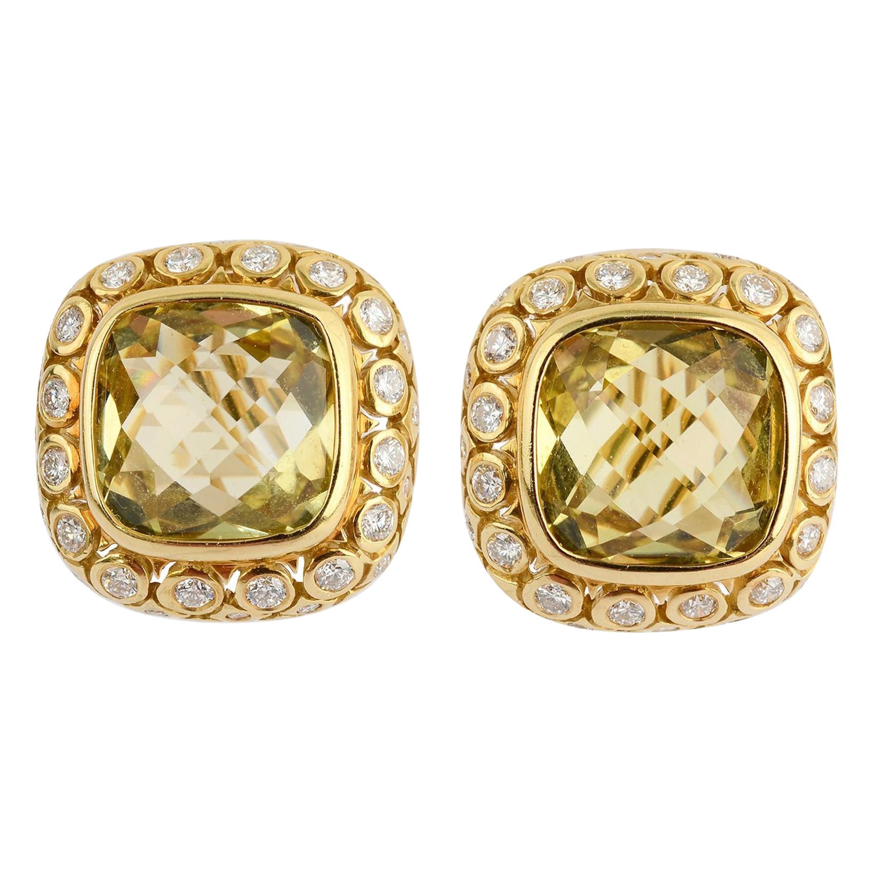Seidengang Green Quartz and Diamond Earrings