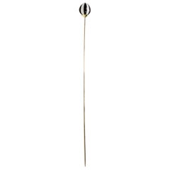 Antique Edwardian Gold and Black & White Enamel Hat Pin