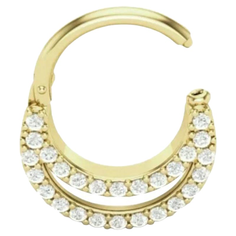 Diamant Septum 14k Solid Gold Ring Piercing Nose Pin in 16 gauge