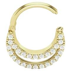 Diamant Septum 14k Solid Gold Ring Piercing Nose Pin in 16 gauge