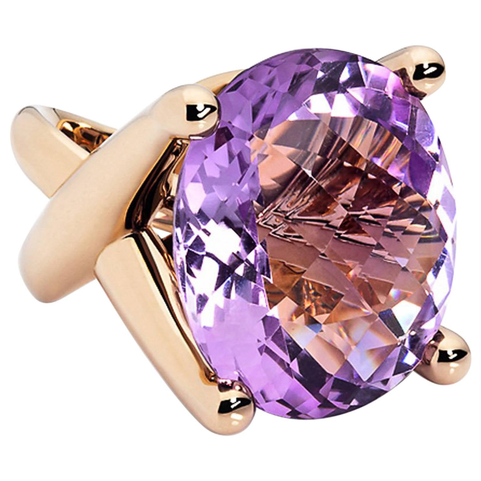 Colleen B. Rosenblat Amethyst Rose Gold Cocktail Ring For Sale