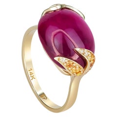 Bague en or 14 carats avec rubis cabochon