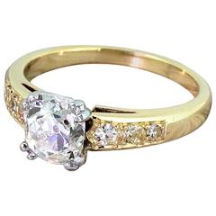 Art Deco 1.60 Carat Old Cushion Cut Diamond Engagement Ring