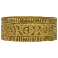 Post Medieval Sergeant-at-Law ring 'Long Live the King and the Law' Gold Ring 10