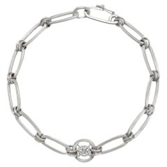 Faye Kim Platinum Paperclip Chain Bracelet with Diamond Wheel