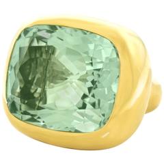 26 Carat Prasiolite Gold Ring 26 Carat Prasiolite Gold Ring