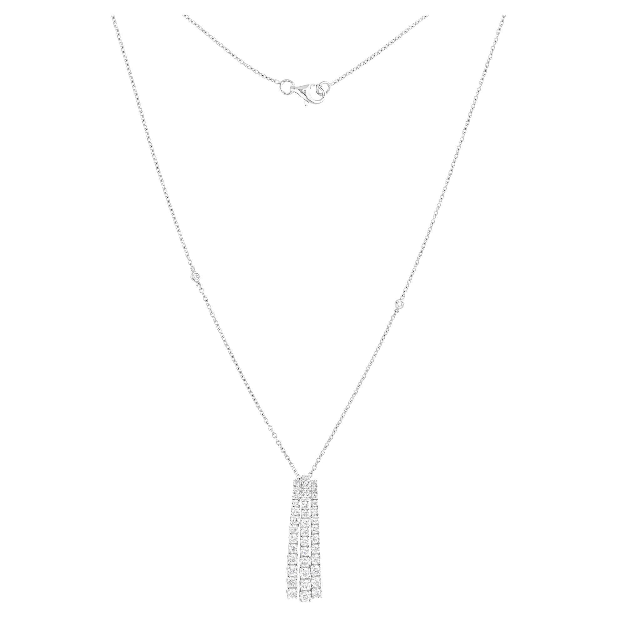 1.63 Carat SI/H Round Brilliant Cut Diamond Pendant Necklace 14 Karat White Gold
