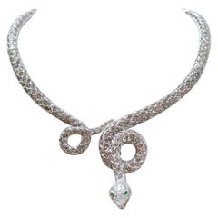 45,95 Karat Brown/Silver Diamanten, Tsavorit Rose Gold und Silber Schlangenhalskette