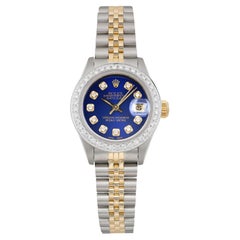 Rolex Datejust 26mm 18K Oro Steele Quadrante Personalizzato Donna Blu 69173