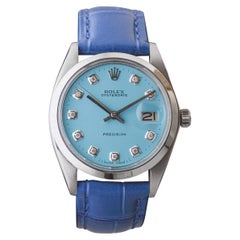 Rolex Edelstahl Oysterdate mit benutzerdefinierten blauen Diamant-Zifferblatt circa 1960's