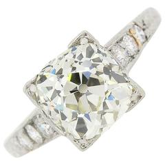 Certified 2.67 carat Old European Cut Diamond Platinum Ring 7