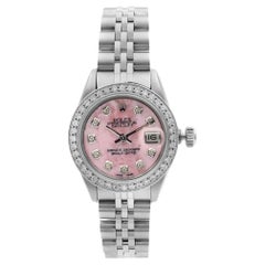 Rolex Datejust Steel Custom Diamond Pink MOP Dial Ladies Automatic Watch 69174