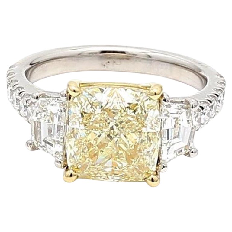 5.48 Carat Cushion Brilliant and Other Cut Diamond Platinum Engagement Ring