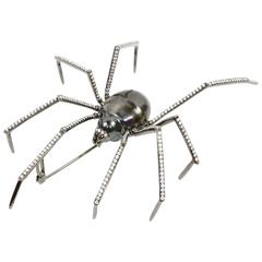 Sensational Tahitian Black South Sea Pearl Diamond Gold Spider Brooch Pin 9