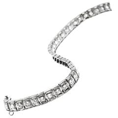 Art Deco Diamond Platinum Straight Line Bracelet