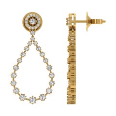 1.20 Carat SI/H Round Brilliant Cut Diamond Dangle Earrings 14 Karat Yellow Gold