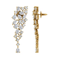 Pendientes de diamantes talla brillante marquesa pera SI/H de 8,0 quilates y 14 quilates de oro amarillo