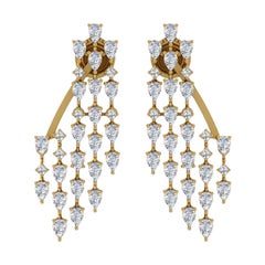 3.20 Carat SI/H Pear Round Brilliant Cut Diamond Earrings 14 Karat Yellow Gold