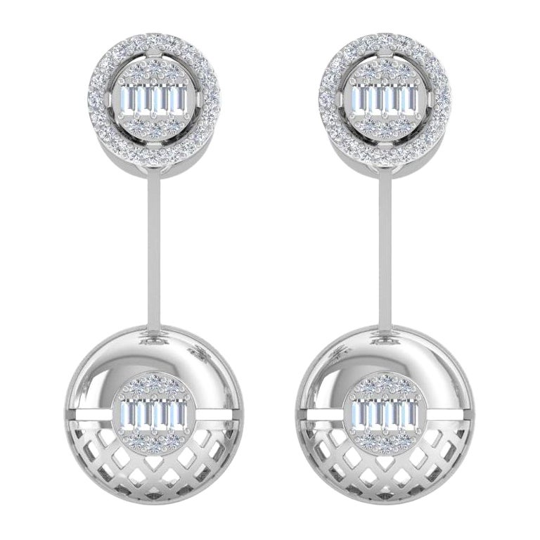 Pendientes de diamantes naturales talla brillante SI/H de 0,7 quilates y oro blanco de 14k en venta